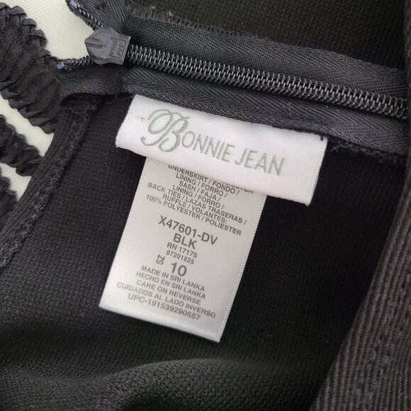 Bonnie Jean Girls Holiday Dress Black White & Red Embroidered Size 10 - Picture 12 of 13